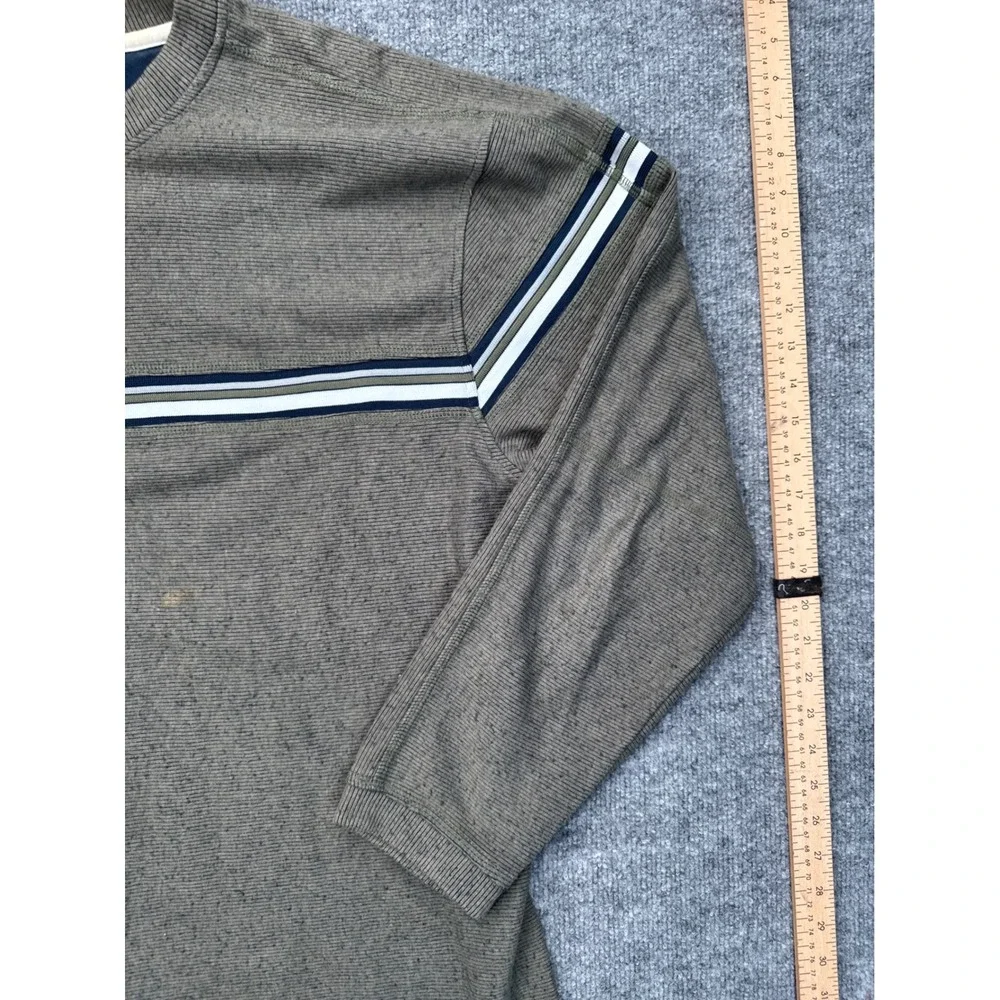 Retro Gear Mens‎ Large Sweater Olive Brown Striped Long Sleeve Y2K Cotton Blend